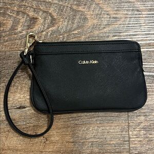 Calvin Klein Black & Gold Wristlet Pouch